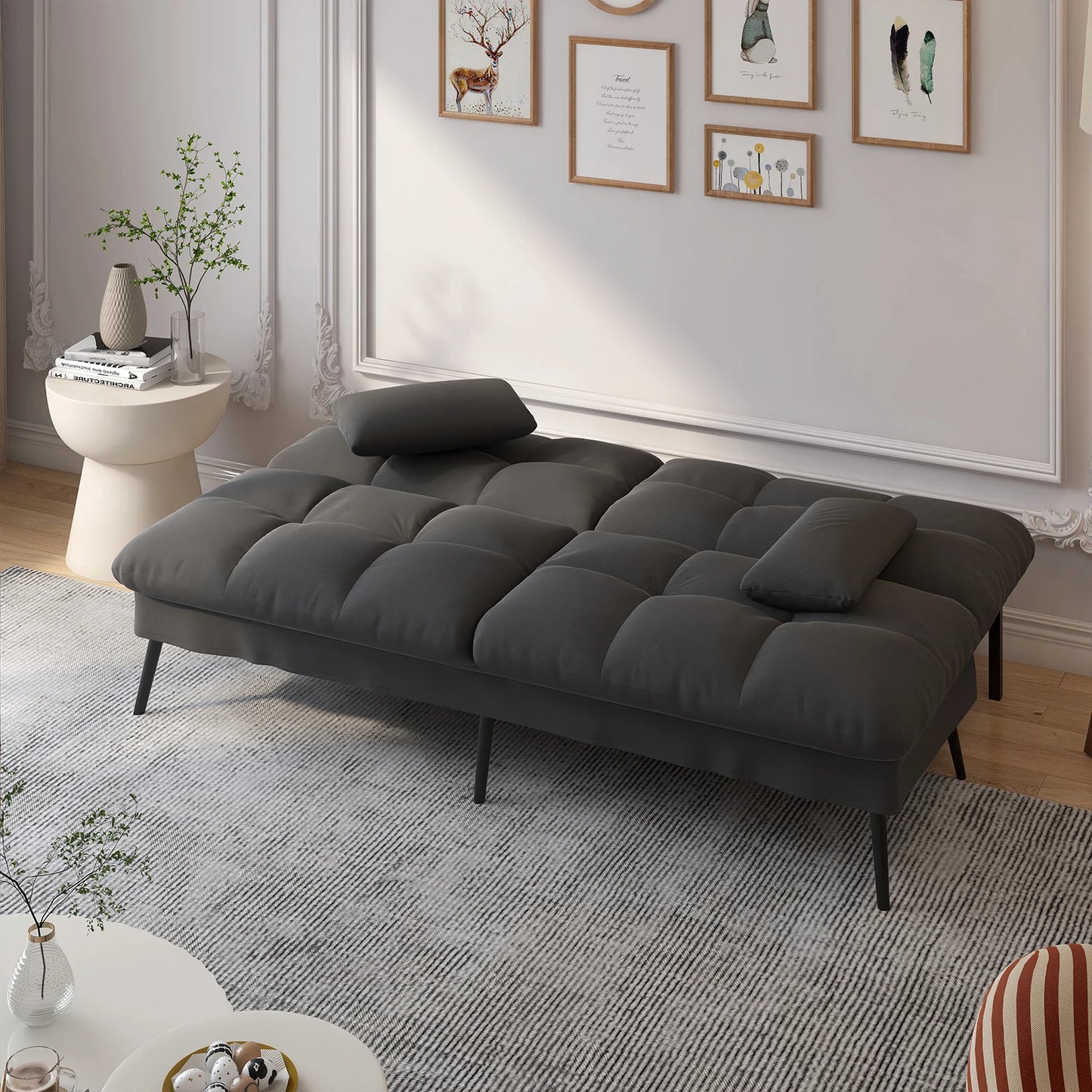 Canapé Cosiva Luna – 3 places convertible en peluche