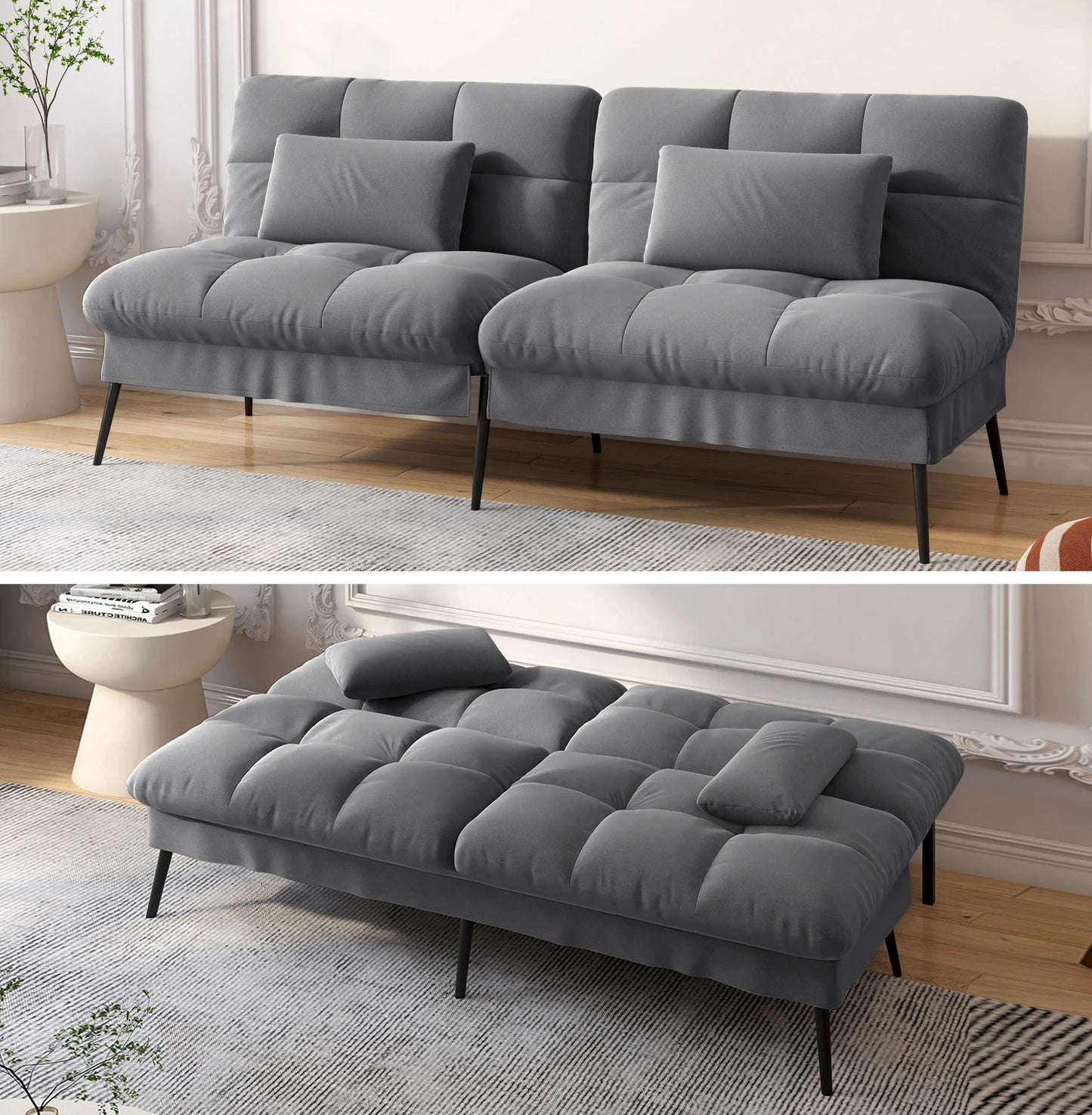 Canapé Cosiva Luna – 3 places convertible en peluche