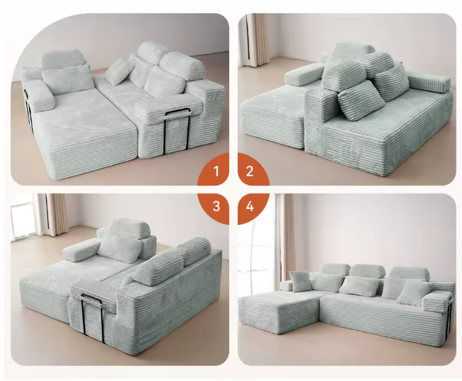 Cosiva Valeno – Canapé d’angle modulaire en velours côtelé