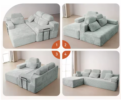 Cosiva Valeno – Canapé d’angle modulaire en velours côtelé