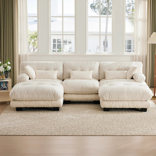 Cosiva Nuvola – Canapé modulaire 5 places en velours et mousse à mémoire de forme