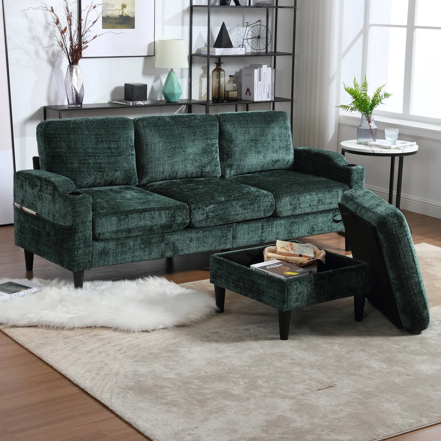 Cosiva Armonia – Canapé 4 places en chenille avec rangement intégré