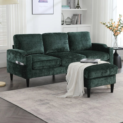 Cosiva Armonia – Canapé 4 places en chenille avec rangement intégré