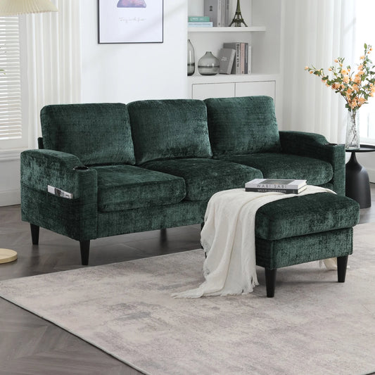 Cosiva Armonia – Canapé 4 places en chenille avec rangement intégré