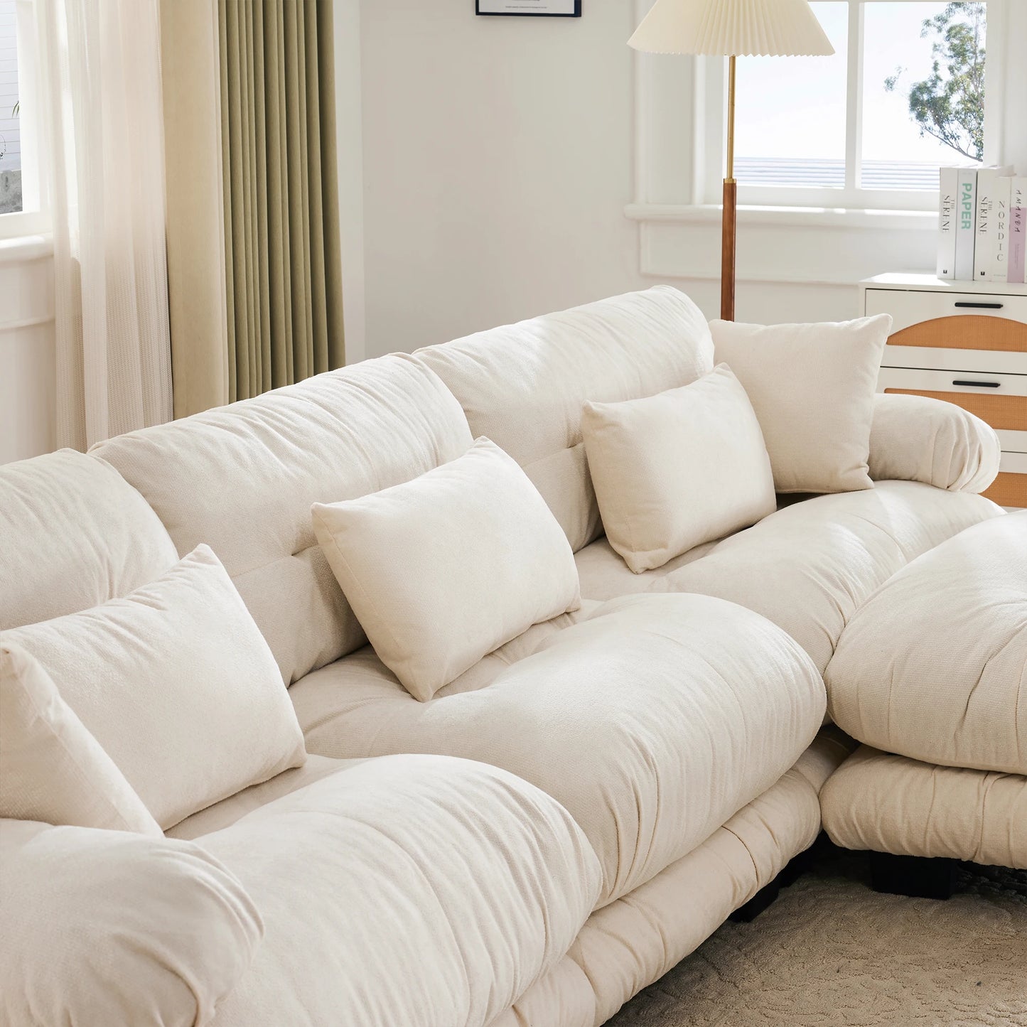 Cosiva Nuvola – Canapé modulaire 5 places en velours et mousse à mémoire de forme