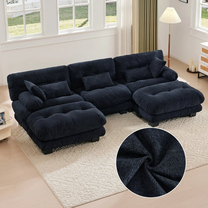 Cosiva Nuvola – Canapé modulaire 5 places en velours et mousse à mémoire de forme