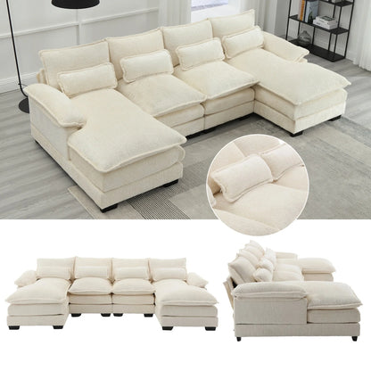 Cosiva Taviano – Canapé d’angle modulable en U avec coussins lombaires