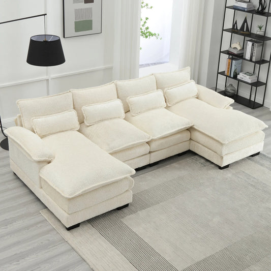 Cosiva Taviano – Canapé d’angle modulable en U avec coussins lombaires