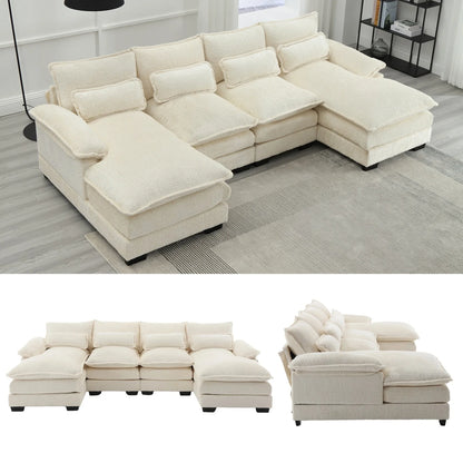 Cosiva Taviano – Canapé d’angle modulable en U avec coussins lombaires