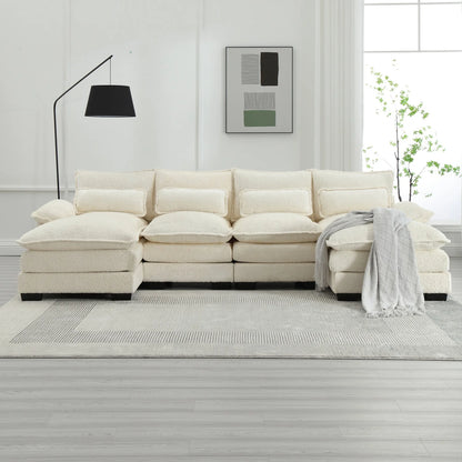 Cosiva Taviano – Canapé d’angle modulable en U avec coussins lombaires