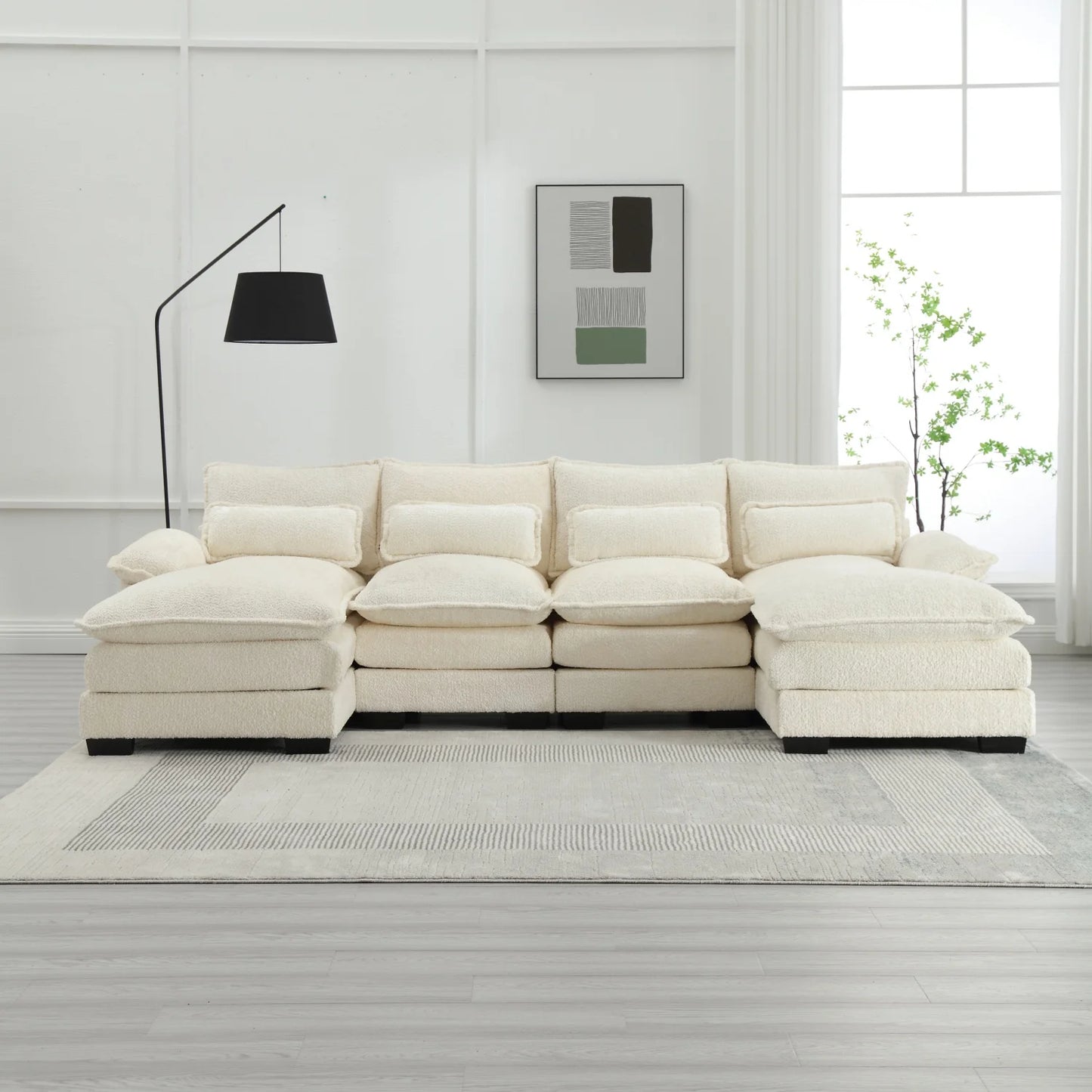 Cosiva Taviano – Canapé d’angle modulable en U avec coussins lombaires