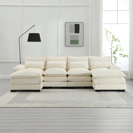 Cosiva Taviano – Canapé d’angle modulable en U avec coussins lombaires