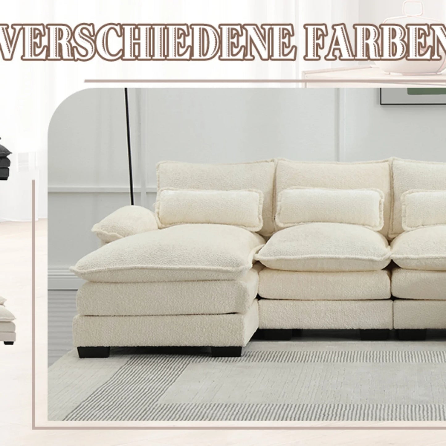 Cosiva Taviano – Canapé d’angle modulable en U avec coussins lombaires