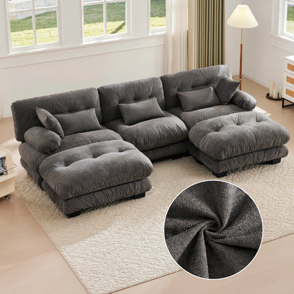 Cosiva Nuvola – Canapé modulaire 5 places en velours et mousse à mémoire de forme