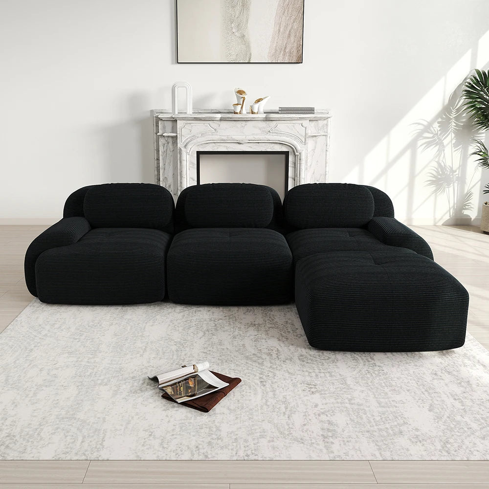 Cosiva Marea – Canapé d’angle modulaire en velours côtelé