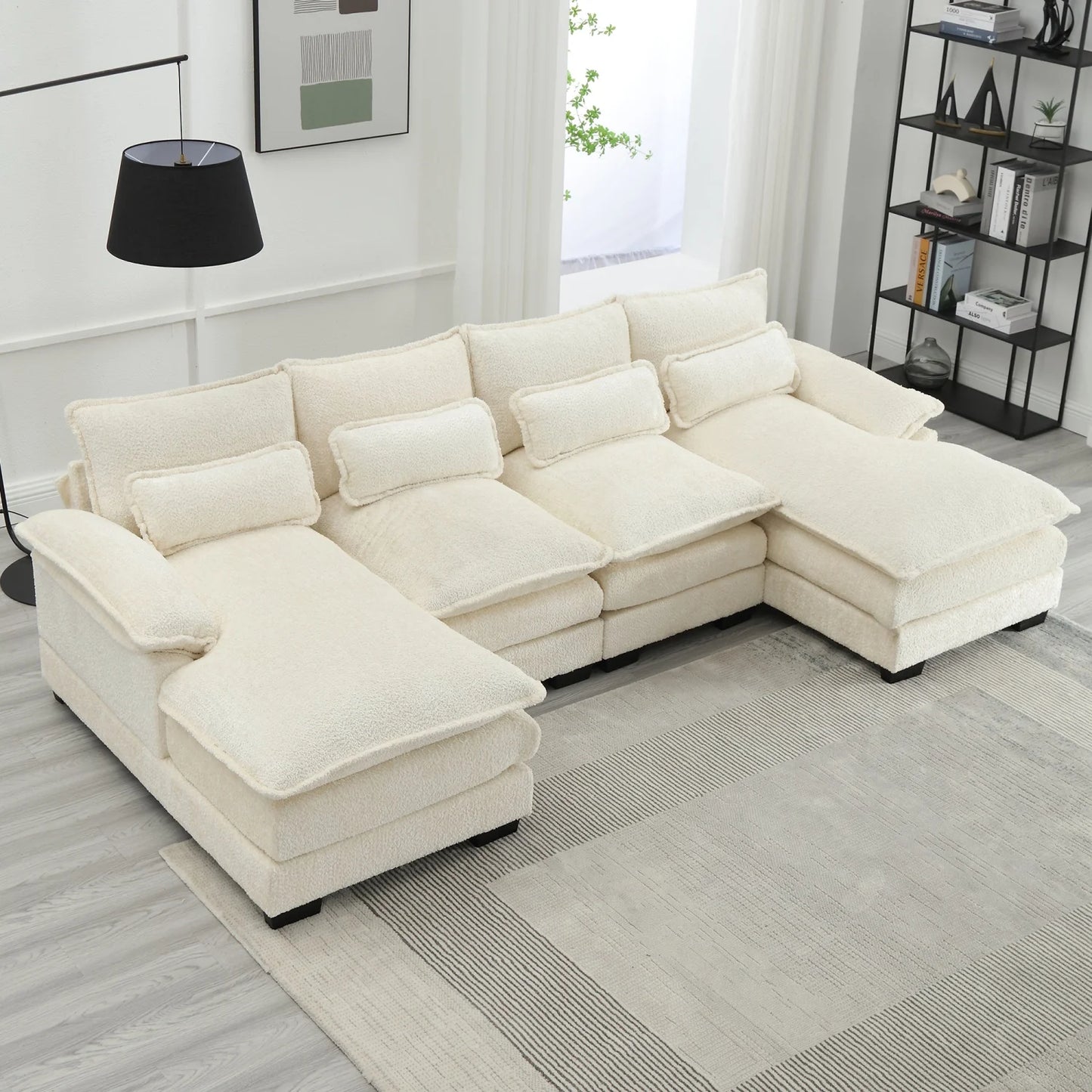 Cosiva Taviano – Canapé d’angle modulable en U avec coussins lombaires