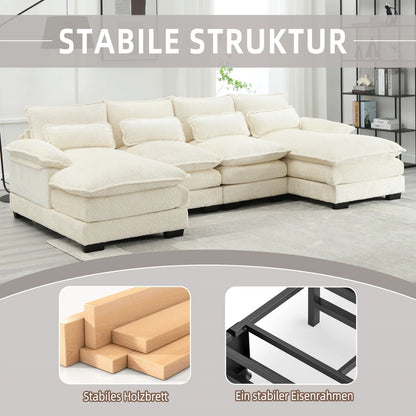 Cosiva Taviano – Canapé d’angle modulable en U avec coussins lombaires