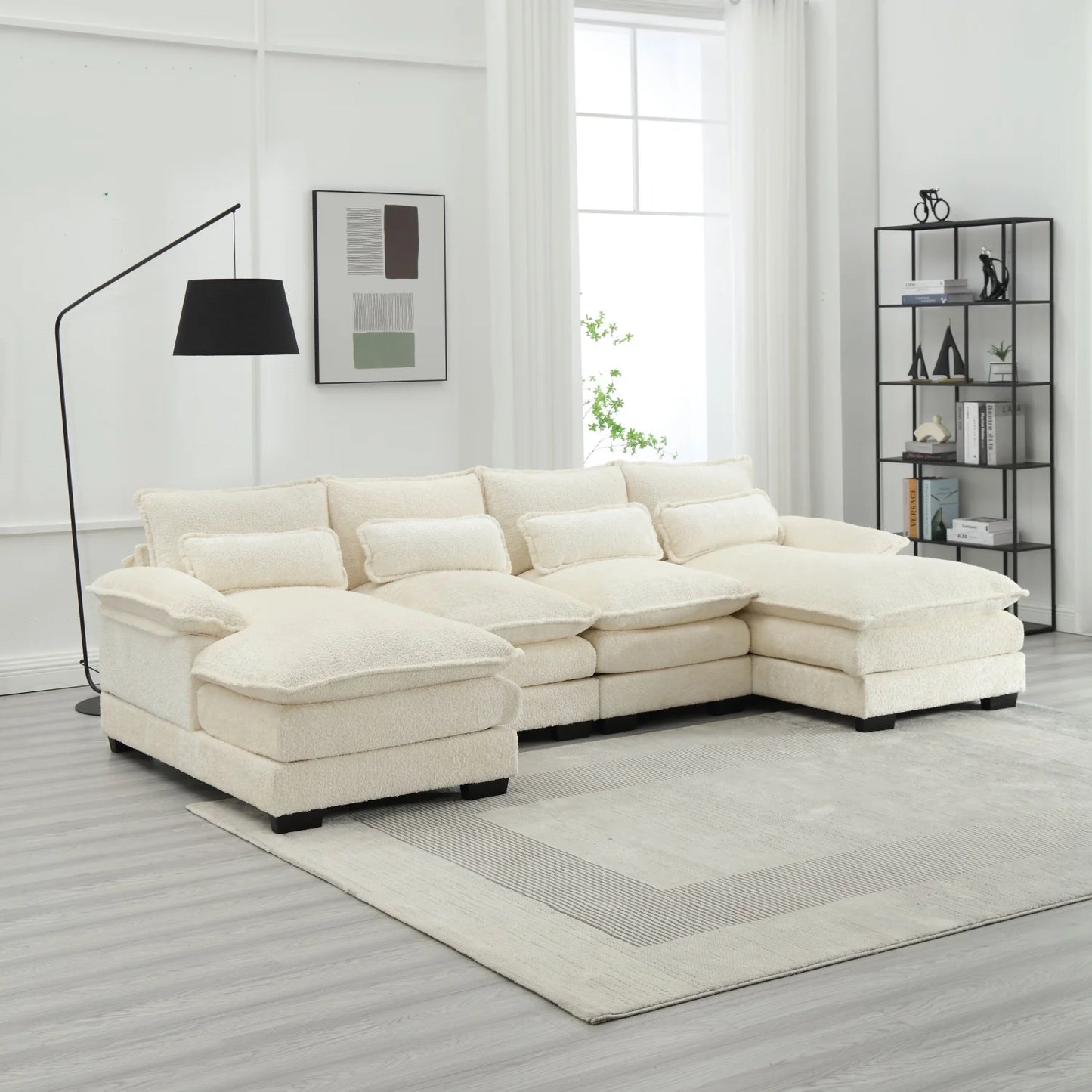 Cosiva Taviano – Canapé d’angle modulable en U avec coussins lombaires