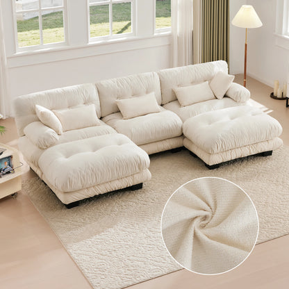 Cosiva Nuvola – Canapé modulaire 5 places en velours et mousse à mémoire de forme